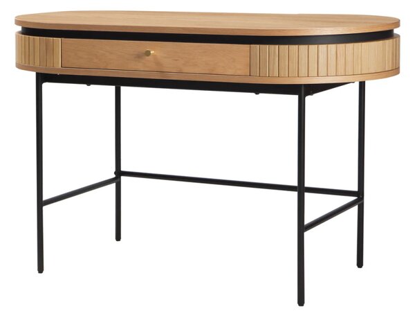 Massive home | Kancelářský stůl ATELIER 120 cm, imitace přírodního dubu, s černou kovovou konstrukcí