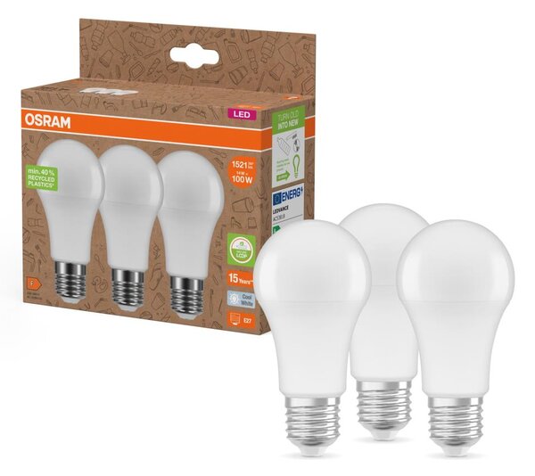 SADA 3x LED Žárovka z recyklovaného plastu A100 E27/14W/230V 4000K - Osram