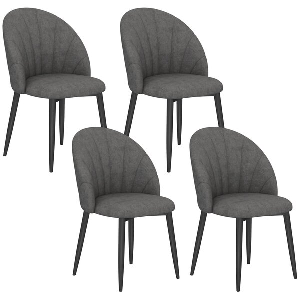 HOMCOM sada 4 židlí v sametovém vzhledu – polstrované ergonomické opěradlo, ocelové nohy | Aosom