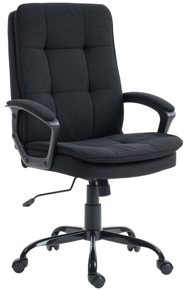 HOMCOM ergonomická kancelářská židle s dvojitým polstrováním – otočná, nastavitelná, s funkcí houpání, nosnost 120 kg, černá | Aosom