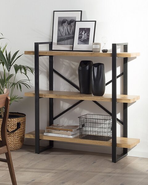 Regál se 3 policemi TIMBER 111 cm Světle hnědá