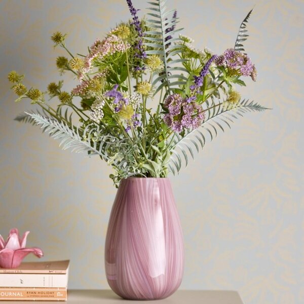 Růžová skleněná váza Bloomingville Ennis 22,5 cm