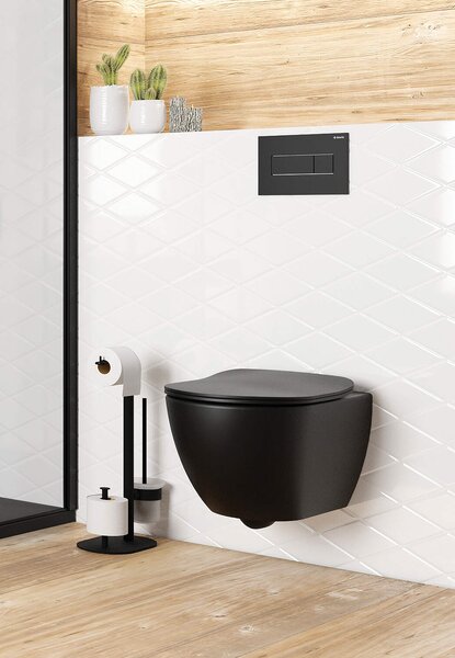 Deante Peonia, závěsná WC mísa s funkcí bidetu 515x370 mm, černá matná, DEA-CBP_NWPW