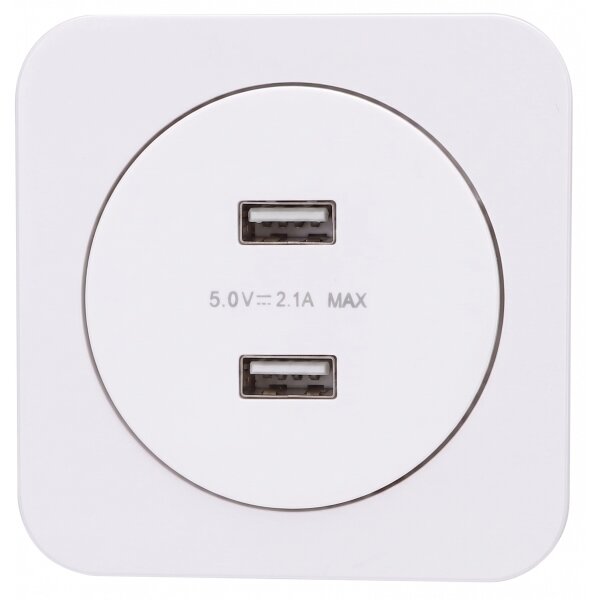Aigostar - USB napájecí zásuvka s rámečkem 2x USB-A bílá