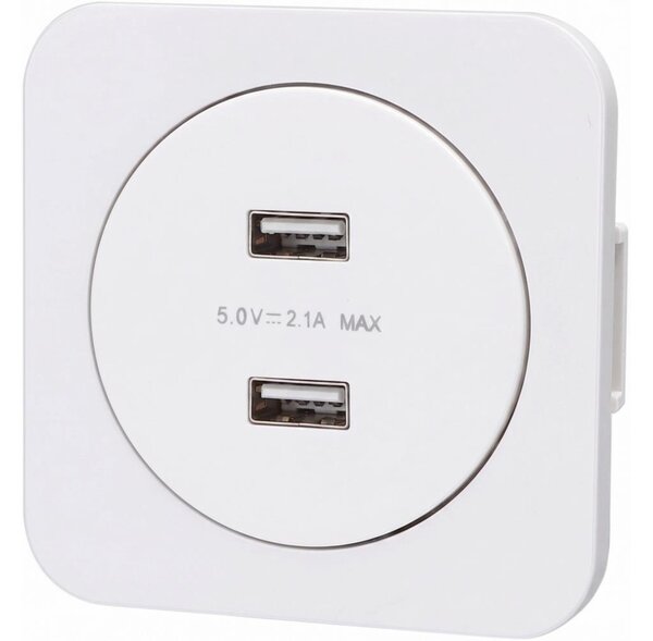 Aigostar - USB napájecí zásuvka s rámečkem 2x USB-A bílá