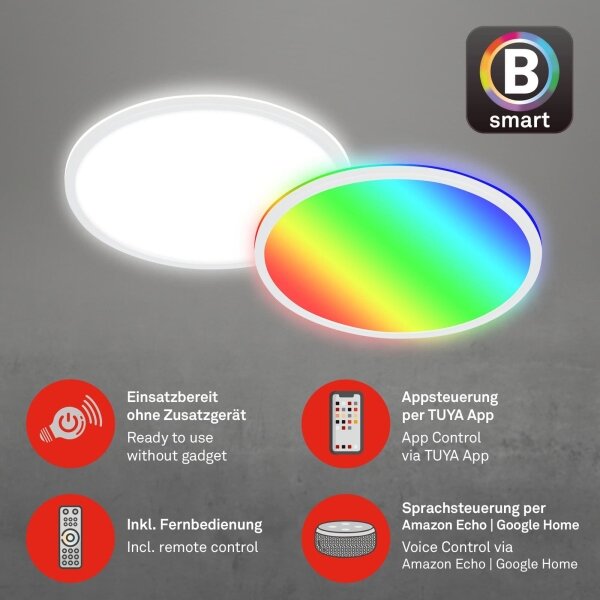 Briloner 7494016-LED RGBW Stm strop svít SMART LED/22W/230V 4000K +DO Wi-Fi Tuya