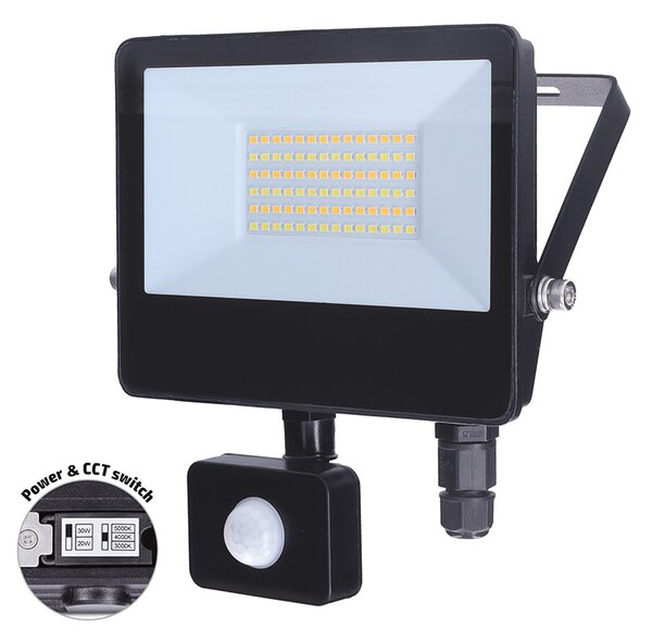 SOLIGHT LED reflektor TOP 30W, max. 3900lm, 3CCT, volitený výkon 100/66%, IP65, senzor