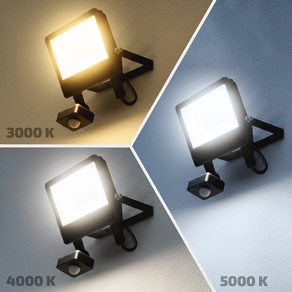 SOLIGHT LED reflektor TOP 30W, max. 3900lm, 3CCT, volitený výkon 100/66%, IP65, senzor