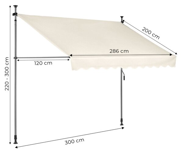 MultiGarden Upínací balkonová sluneční markýza KLODZ 300x120 cm béžová
