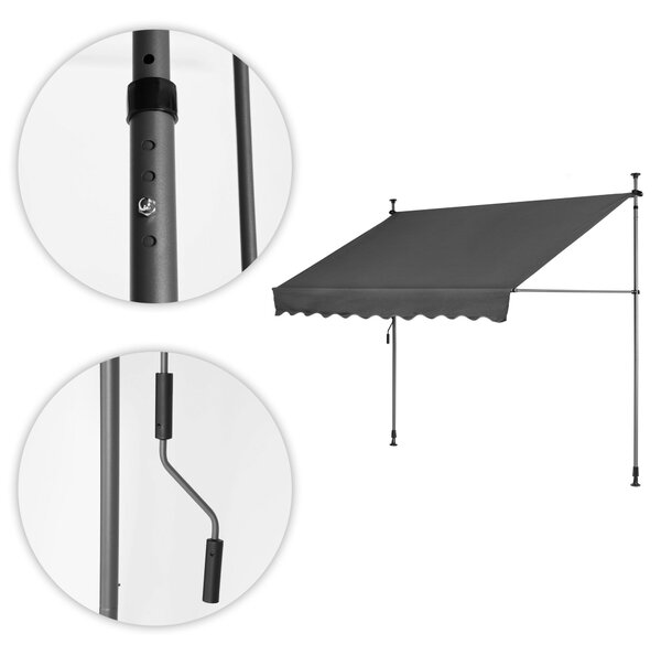 MultiGarden Upínací balkonová sluneční markýza KLODZ 300x120 cm šedá