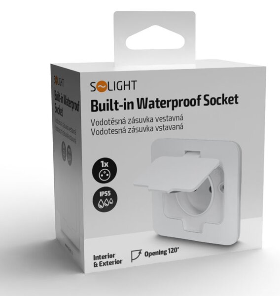 SOLIGHT Vestavná podlahová zásuvka, IP55, matná bílá, obdélníkové víčko