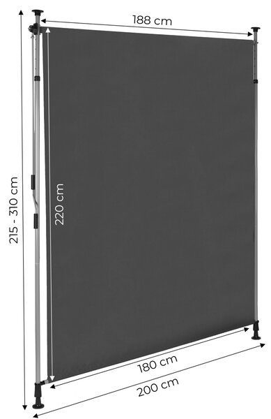 MultiGarden Výškově nastavitelná upínací markýza PULSE 180x220 cm antracitová