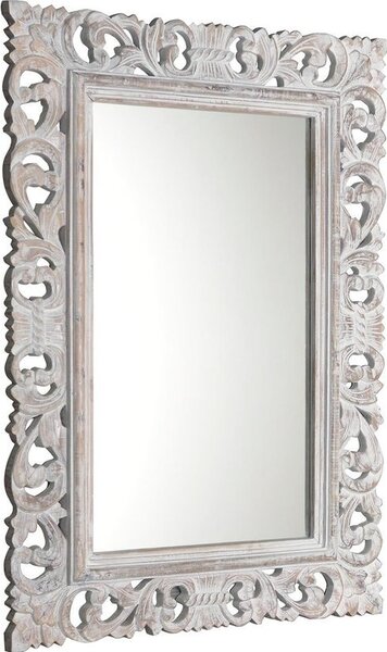 SAPHO SCULE retro zrcadlo ve vyřezávaném rámu 70x100cm, bílá IN171