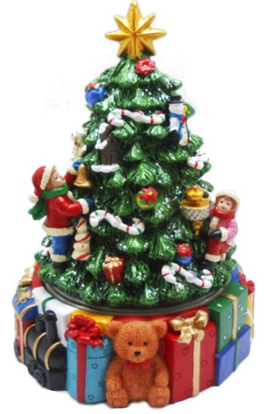 Dům Vánoc Hrací skříňka Vánoční stromek a dětí 16 cm