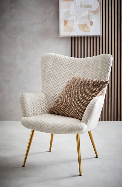KŘESLO UŠÁK, kov, textil, béžová Ambia Home - Křesla ušáky
