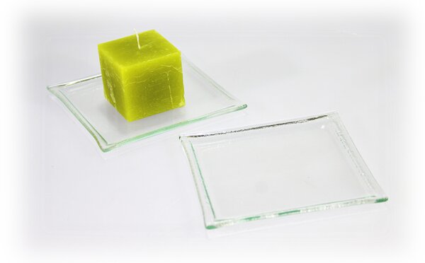 BDK-GLASS Skleněný čirý tácek pod svíčku 13x13cm - 1ks