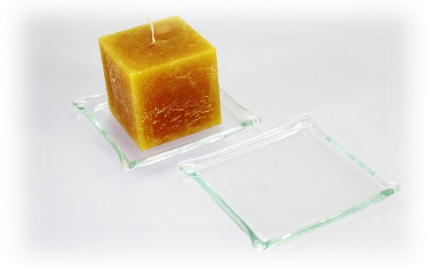 BDK-GLASS Skleněný čirý tácek pod svíčku 9x9cm - 1ks