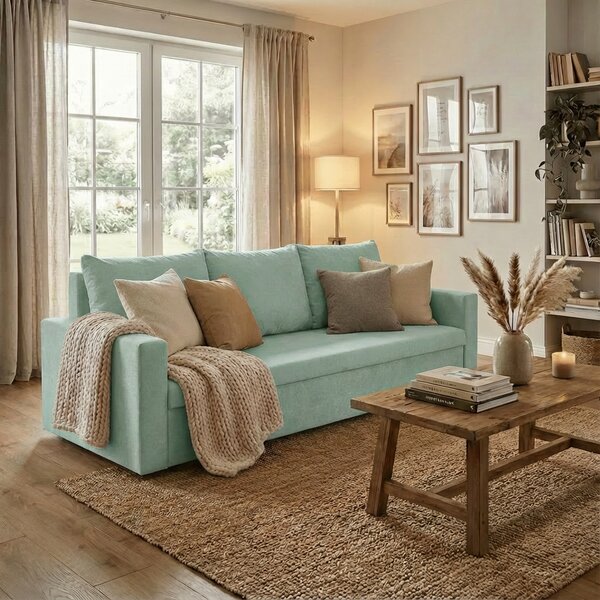 Trojmístná pohovka s funkcí spaní DELLA Mátová
