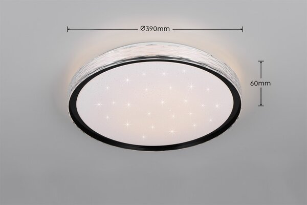 TRIO Reality R64811102 VARDA stropní svítidlo D390mm SMD LED 24W/2500lm 2700-6500K černá, dálkový ovladač, starlight efekt