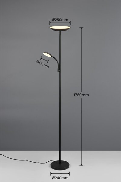 TRIO Reality R47842132 SPECTER stojací lampa v1780mm SMD LED 17W/1900lm 2700+4000+6500K černá matná