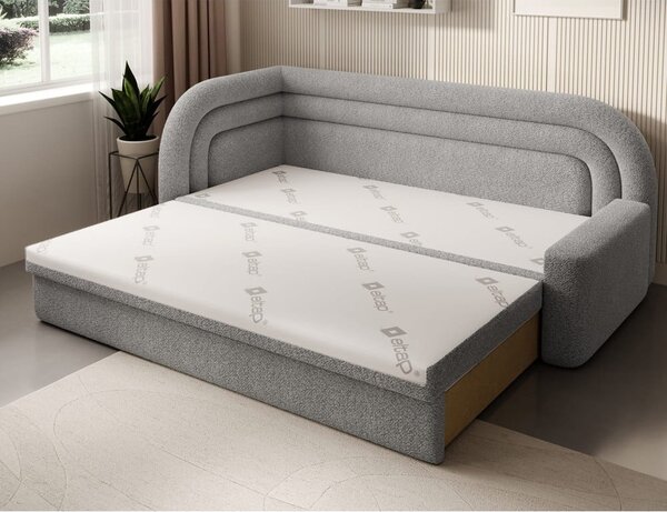 Šedá rozkládací/s úložným prostorem pohovka z textilie bouclé levý roh 223 cm Fabillo – ELTAP