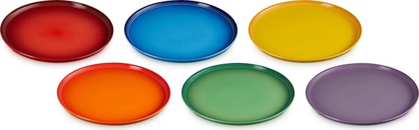 Le Creuset 79357005218000 Jídelní talíře Rainbow Coupe, 27 cm, barevné, 6 ks