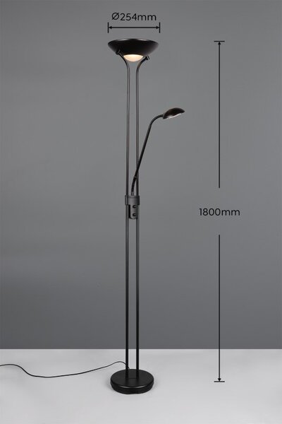 TRIO Reality R42292132 SPOCK stojací lampa v1800mm SMD LED 19, 5W/2200, 500lm 3000K černá matná