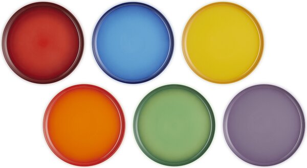 Le Creuset 79357005218000 Jídelní talíře Rainbow Coupe, 27 cm, barevné, 6 ks