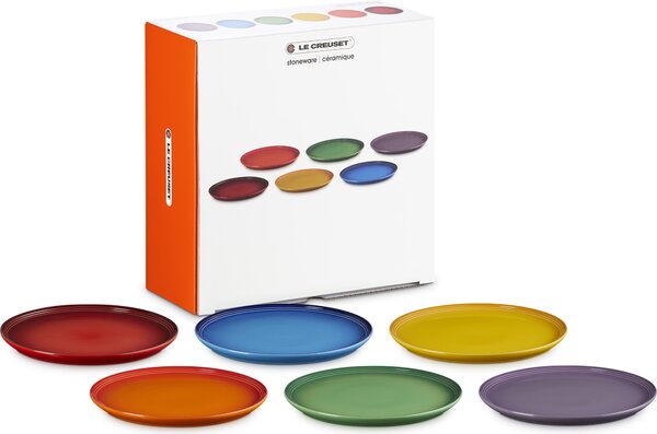 Le Creuset 79357005218000 Jídelní talíře Rainbow Coupe, 27 cm, barevné, 6 ks
