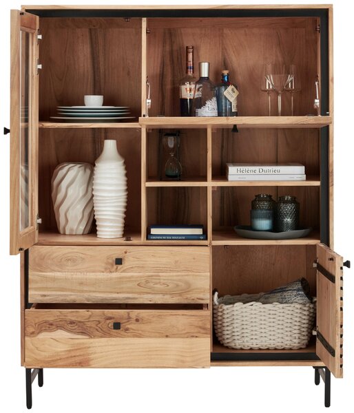 VYSOKÁ KOMODA, akácie, černá, barvy akácie, 115/148/42 cm Ambia Home - Vysoké komody