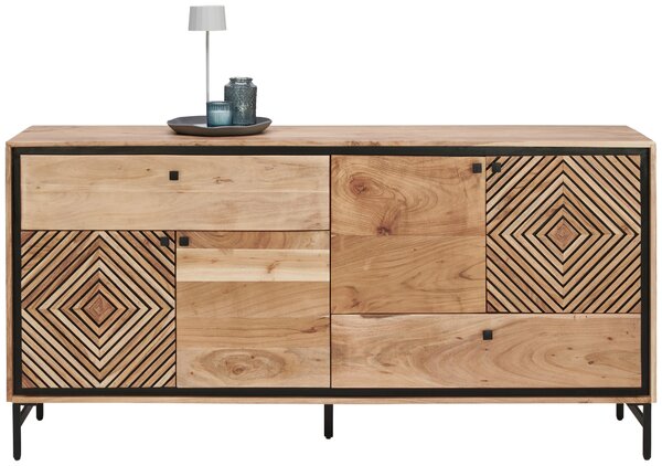 ŠIROKÁ KOMODA, akácie, černá, barvy akácie, 175/85/42 cm Ambia Home - Komody na nožičkách