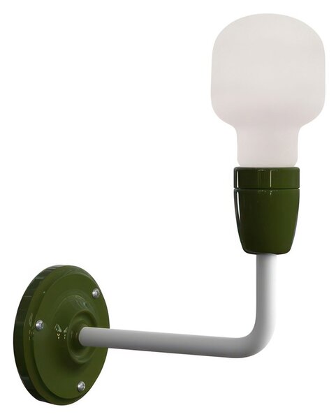 Creative cables Fermaluce color block, porcelánové a kovové nástěnné svítidlo s ohnutou prodlužovací trubičkou Barva: Zelená