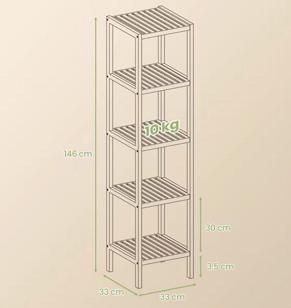 SONGMICS Bambusový koupelnový regál Koli hnědý