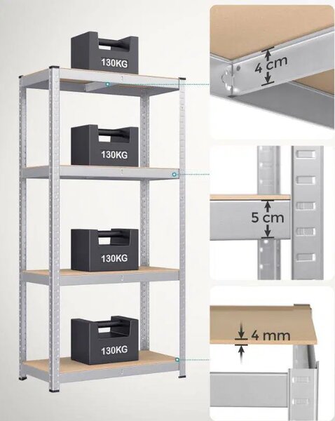 SONGMICS Sada regálů Regmet 2 ks 160 cm hnědá/stříbrná