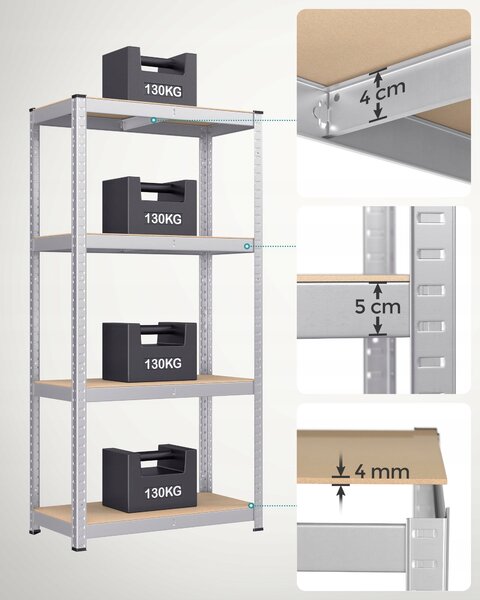 SONGMICS Sada regálů Regmet 2 ks 160 cm hnědá/stříbrná