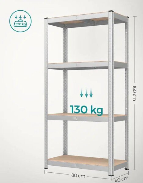SONGMICS Sada regálů Regmet 2 ks 160 cm hnědá/stříbrná