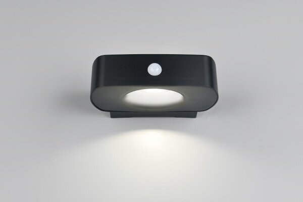 TRIO Reality R23336202 BILBAO solární nástěnné svítidlo se senzorem SMD LED 6W/700lm 4000K IP44 černá, hybrid