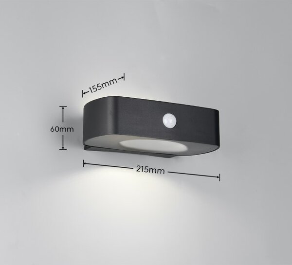 TRIO Reality R23336202 BILBAO solární nástěnné svítidlo se senzorem SMD LED 6W/700lm 4000K IP44 černá, hybrid