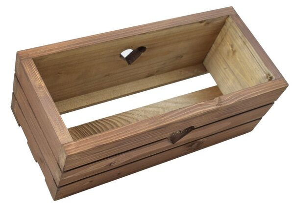 Dřevěný truhlík z masivu srdce- hnědý 40 cm