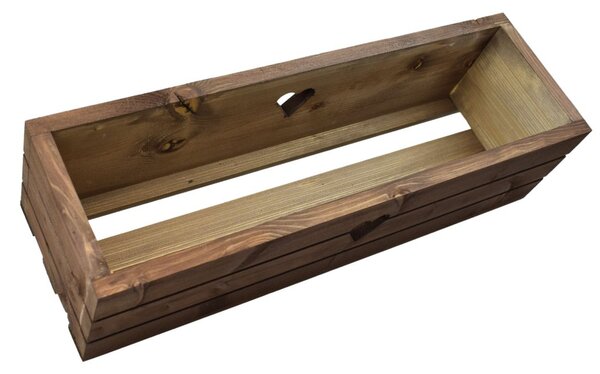 Dřevěný truhlík z masivu srdce - hnědý 60 cm