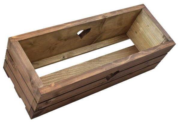 Dřevěný truhlík z masivu srdce - hnědý 50 cm