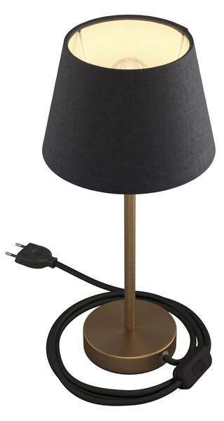 Creative cables Alzaluce se stínidlem Impero, kovová stolní lampa se zástrčkou, kabelem a vypínačem Velikost: 25 cm, Barva: Broušený bronz-antracit