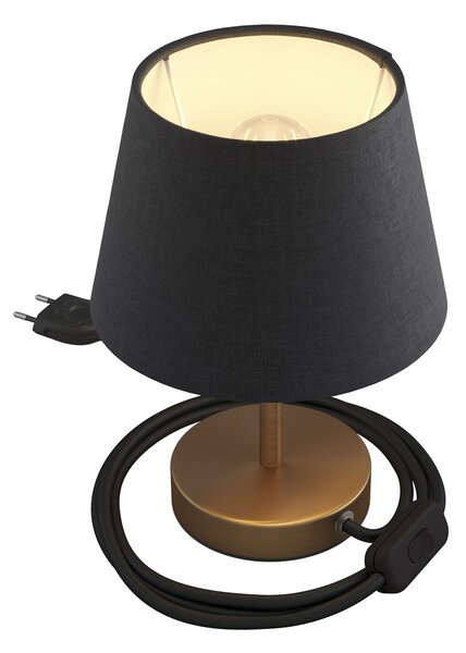Creative cables Alzaluce se stínidlem Impero, kovová stolní lampa se zástrčkou, kabelem a vypínačem Velikost: 10 cm, Barva: Broušený bronz-antracit