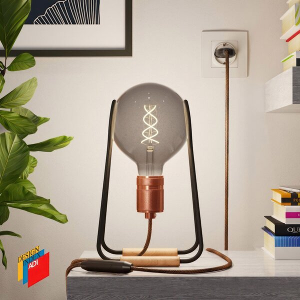 Creative cables Stolní lampa Taché elegant s textilním kabelem, vypínačem a dvoupólovou zástrčkou Barva kabelu: Light dusty pink