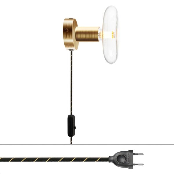 Creative cables Spostaluce, nástěnná kovová lampa s vypínačem a zástrčkou Barva: Bílá