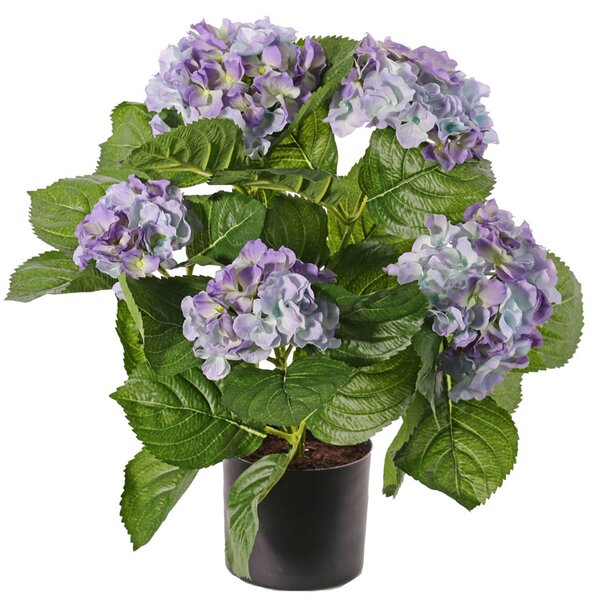 Umělá květina Hortenzie modrá luxe v květináči, 36cm