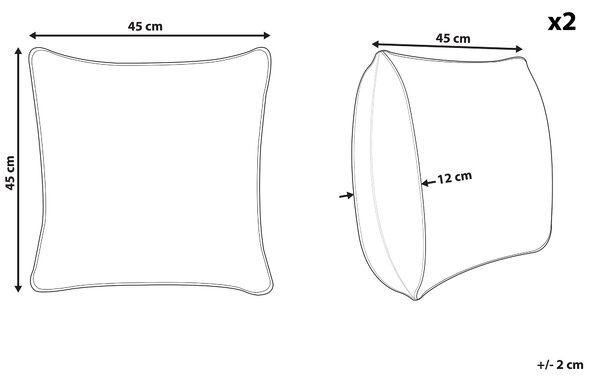 Sada 2 dekorativních polštářů MOTARI 45 x 45 cm Umělý samet Šedá Geometrický vzor