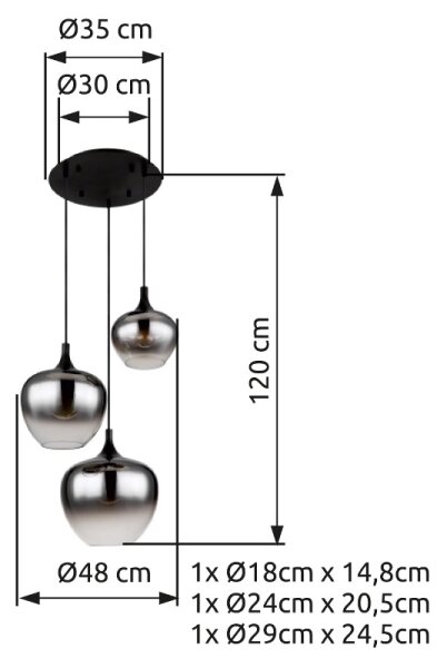 Globo 15548-3H - Lustr na lanku MAXY 3xE27/40W/230V černá