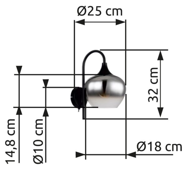 Globo 15548W - Nástěnná lampa MAXY 1xE27/40W/230V černá
