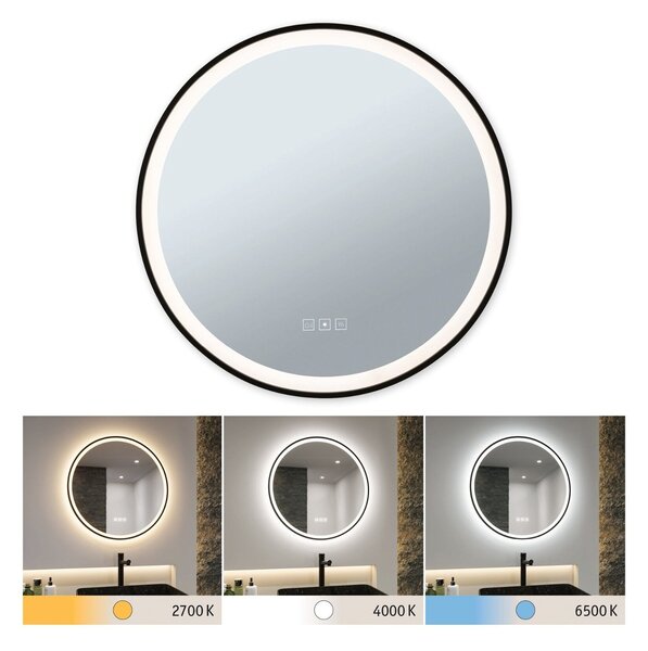 P 71088 LED zrcadlo s osvětlením Mirra IP44 CCT 230V 11,5W stmívatelné černá/zrcadlo - PAULMANN